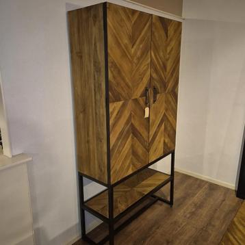 24459 Kast Visgraat-Motief Teak 1,05 m beschikbaar voor biedingen