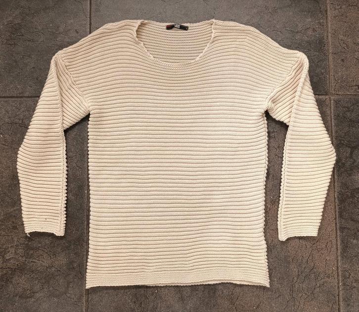 Gebreide trui S / M zandkleurig, Kleding | Heren, Truien en Vesten, Zo goed als nieuw, Maat 46 (S) of kleiner, Beige, Ophalen of Verzenden