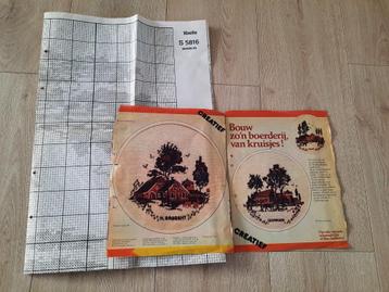 Los oud borduurpatroon boerderijen Libelle  beschikbaar voor biedingen