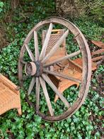 Oud houten wagenwiel , 120 cm doorsnee, Ophalen