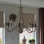 Beige sierlijke kroonluchters 6 en 8 armig, Ophalen, Zo goed als nieuw, Metaal, Sierlijk landelijk