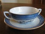 6 oude Stirling soepkom met schotel, kleur blauw., Ophalen of Verzenden, Gebruikt