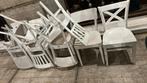 Witte houte stoelen, Huis en Inrichting, Stoelen, Wit, Ophalen of Verzenden, Zo goed als nieuw, Vijf, Zes of meer stoelen