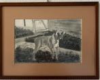 Krijttekening Herman Peppelman 1983 hond Boxer, Ophalen of Verzenden