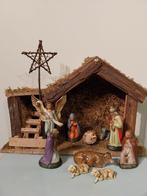 Kerststal met figuren 37 x 12 cm x 24,5 cm hoog, Ophalen of Verzenden, Gebruikt