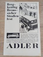 Originele Adler advertentie uit 1929, Ophalen of Verzenden, Zo goed als nieuw, Overige merken