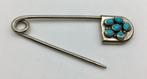Vintage Navajo speld Turquoise zilver groot hanger Navajo, Verzenden, Zilver, Broche