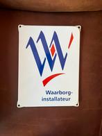 Emaille reclamebord waarborg installateur langcat almere, Ophalen of Verzenden, Zo goed als nieuw, Reclamebord