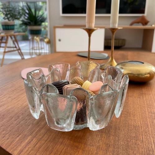 vintage Scandinavisch ijsglas SCHAAL glas Humppila Muurla, Antiek en Kunst, Antiek | Glas en Kristal, Ophalen of Verzenden