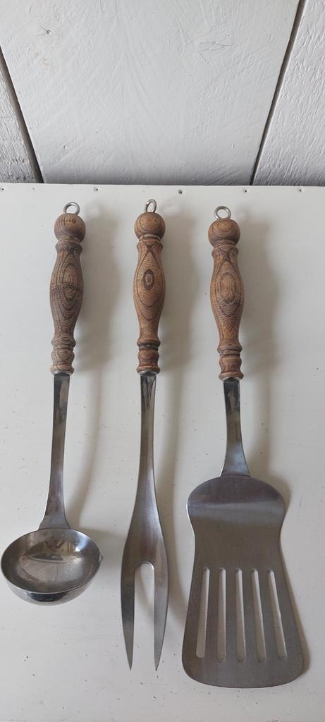 Vintage keukengerei keukengereedschap hout eiken soep vlees, Antiek en Kunst, Antiek | Bestek, Ophalen of Verzenden