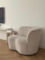 Crème Bouclé Fauteuil met Houten Frame, Huis en Inrichting, Ophalen, Hout, Minder dan 75 cm, Zo goed als nieuw