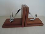 Zware houten boekensteunen met "zilveren" anker en bolder, Ophalen of Verzenden, Zo goed als nieuw