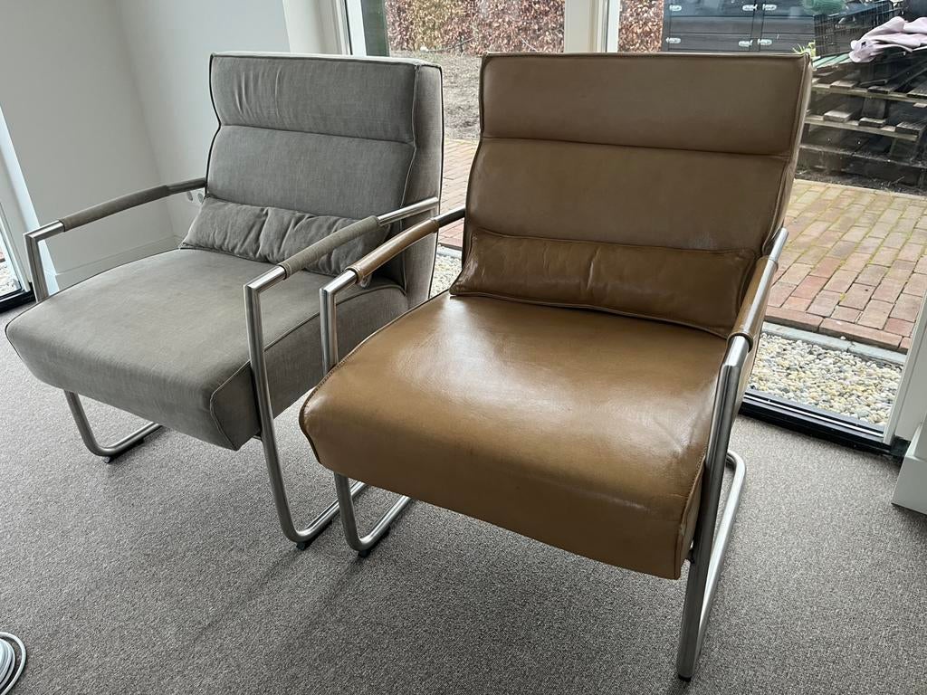 2x Goossens fauteuil knokke, Ophalen, Twee, Bruin, Zo goed als nieuw
