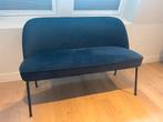Eetkamerbank donkerblauw fluweel, Ophalen, Minder dan 75 cm, Stof, Tweepersoons