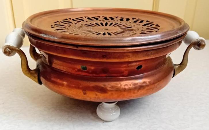 Biedermeier rood koperen bord/schotelwarmer., Antiek en Kunst, Antiek | Servies los, Ophalen of Verzenden