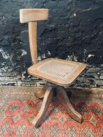 Unieke vintage industriële antieke stoel hout webbing, Ophalen