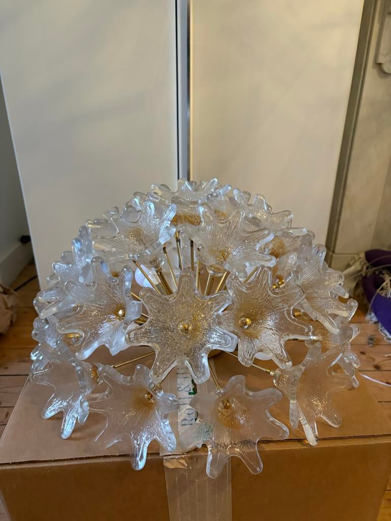 Murano Bloemenlamp Plafondlamp, Ophalen, Zo goed als nieuw, Glas, Minder dan 100 cm