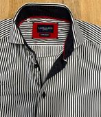 Cavallaro Napoli Dopio Ritorto gestreept overhemd - Maat M, Zwart, Ophalen of Verzenden, Zo goed als nieuw, Halswijdte 41/42 (L)