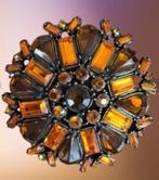 Oude Vintage zeer mooie terra kleur grote broche strass CHCS, Ophalen of Verzenden, Overige materialen, Broche