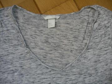 H&M t- shirt grijs mêlee met linnen maat M - nieuw - beschikbaar voor biedingen
