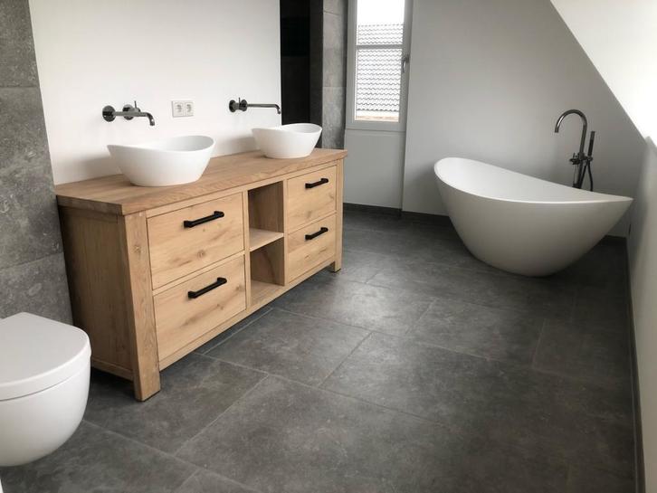 Badkamermeubel eikenhout op maat - LANDELIJK ROBUUST, Huis en Inrichting, Badkamer | Badkamermeubels, Nieuw, Wastafelkast, Minder dan 100 cm