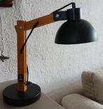 Tafellamp metaal/hout zwart - 42 cm hoogte, Huis en Inrichting, Lampen | Tafellampen, Ophalen of Verzenden, Metaal, Minder dan 50 cm