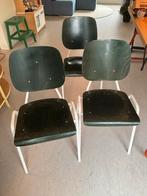 Vintage donkergroene schoolstoeltjes, 8 stuks, Huis en Inrichting, Stoelen, Overige kleuren, Ophalen of Verzenden, Zo goed als nieuw