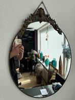 Antieke spiegel ovaal met bronzen omlijsting, Ophalen, Ovaal, Minder dan 50 cm, Minder dan 100 cm