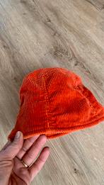 Vintage oranje ribstof hoedje, Ophalen of Verzenden, Zo goed als nieuw, Hoed