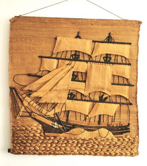 Don Freedman fiber art muurdecoratie retro vintage schip mar, Antiek en Kunst, Kunst | Designobjecten, Verzenden