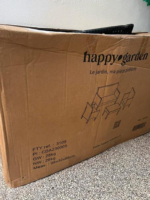 Zwarte tuinset (inclusief kussens), Tuin en Terras, Tuinsets en Loungesets, Nieuw, Tuinset, Rotan, 3 zitplaatsen, Bank, Bijzettafel