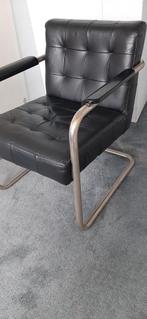 Stoel , retromodel , buisframe, fauteuil zwartleer, Ophalen, Gebruikt, Zwart, Leer
