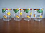 Limonade glazen set - 4 stuks - plastic - citrusvruchten mot, Gebruikt, Ophalen of Verzenden, Overige stijlen, Overige materialen