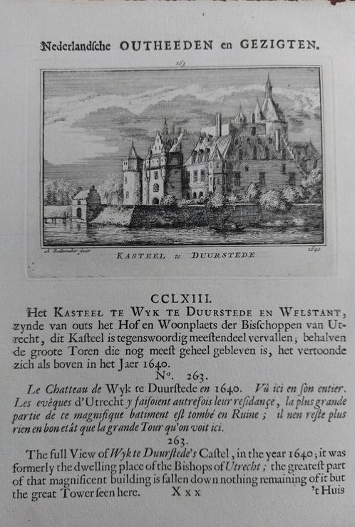263 / Kasteel van Wijk bij Duurstede Gravure uit 1732, Antiek en Kunst, Kunst | Etsen en Gravures, Ophalen of Verzenden