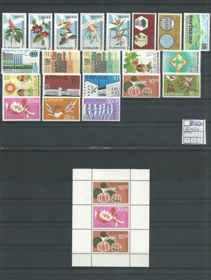 Suriname 1974, Complete jaargang, Postfris., Postzegels en Munten, Postzegels | Suriname, Postfris, Verzenden