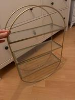 Gouden Wandrek met Glazen Planken, Huis en Inrichting, Kasten | Stellingkasten, Ophalen of Verzenden, Zo goed als nieuw