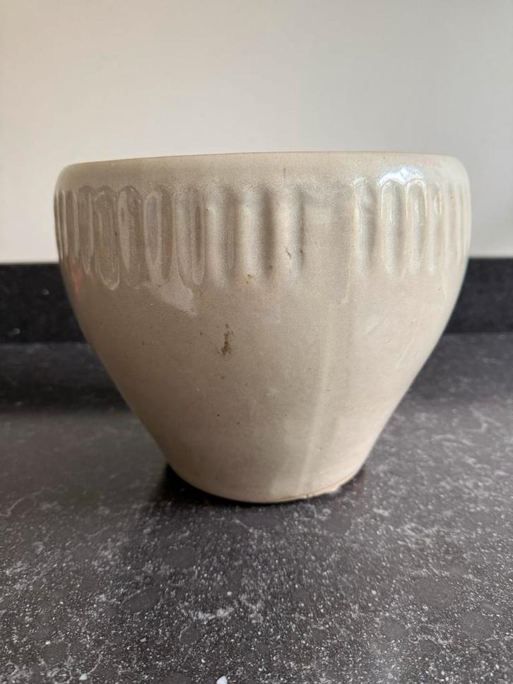 Aardewerk bloempot, kleur jade, Tuin en Terras, Bloempotten, Gebruikt, Aardewerk, Binnen, Minder dan 40 cm, Minder dan 25 cm, Rond