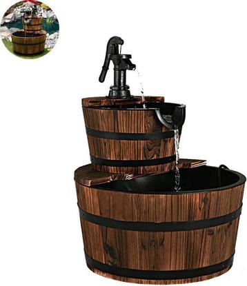 Houten Vaten Waterornament met Pomp - Weinig Gebruikt beschikbaar voor biedingen
