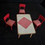 Lundby miniatuur houten eetkamer tafel + 3 Stoelen vintage, Verzamelen, Ophalen of Verzenden, Zo goed als nieuw, Poppenhuis