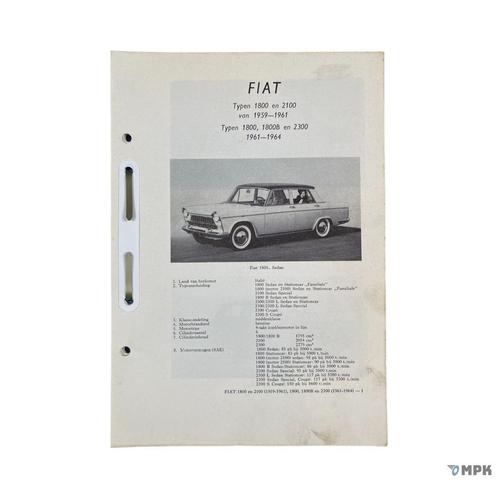 Kluwer | Fiat 1800 / 1800B / 2100 / 2300 | 1959-1964 | NL, Auto diversen, Handleidingen en Instructieboekjes, Ophalen of Verzenden