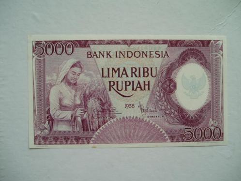 1461. Indonesia, 5.000 rupiah 1958 UNC Peasant Woman., Postzegels en Munten, Bankbiljetten | Azië, Los biljet, Zuidoost-Azië, Verzenden