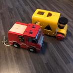 Brandweerauto en gele auto, hout, Ophalen of Verzenden, Zo goed als nieuw