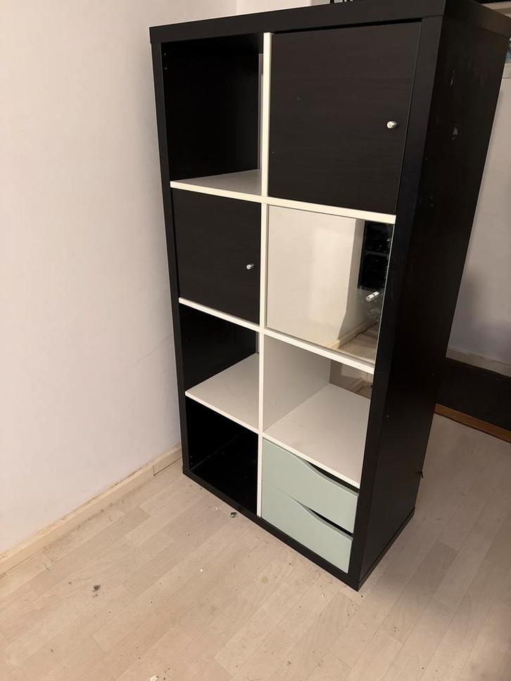 Ikea Kallax kast 77x147 met deurtjes en lades, Huis en Inrichting, Kasten | Boekenkasten, Gebruikt, 50 tot 100 cm, 100 tot 150 cm
