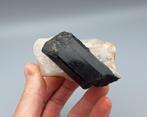 Schorl op Kwarts - Picui, Paraiba, Brazilië, Ophalen of Verzenden, Mineraal
