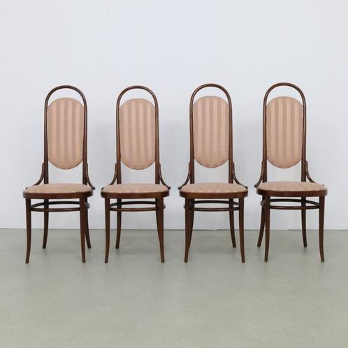 Klassieke Eetkamerstoelen 4 Thonet (setprijs), Huis en Inrichting, Stoelen, Gebruikt, Vier, Hout, Stof, Bruin, Ophalen