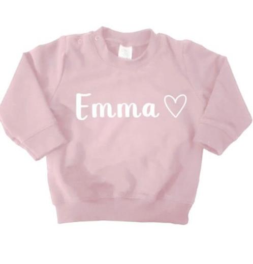 Unieke sweater met naam en hartje – maat 56 t/m 110, Kinderen en Baby's, Babykleding | Overige, Nieuw, Meisje, Ophalen of Verzenden