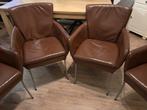 4 Leren eetkamerstoelen, Ophalen, Gebruikt, Minder dan 75 cm, Leer