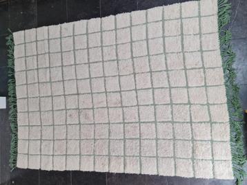 Vloerkleed Karwei geblokt off white groen