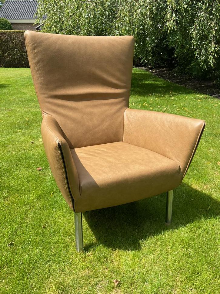 Foxxy label, Gerard van den Berg Fauteuil., Huis en Inrichting, Fauteuils, Zo goed als nieuw, Leer, 50 tot 75 cm, 75 tot 100 cm