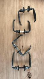 4x stalen BLAD Deurklinken [vintage design klinken brocante], Ophalen of Verzenden, Klink of Kruk